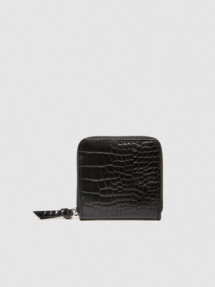 Medium crocodile print wallet - null - Black | Sisley image number 1